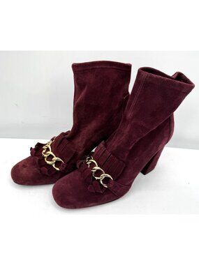 $900 Stuart Weitzman Ringleader Luxury Burgundy Suede Stretch Ankle Boots Sz 8.5
